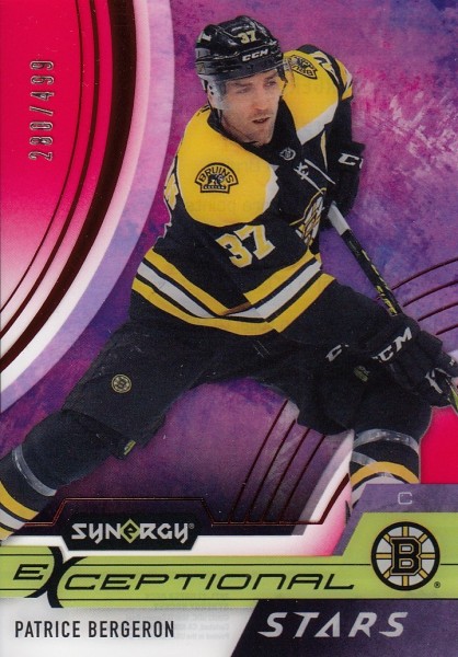 insert karta PATRICE BERGERON 21-22 Synergy Exceptional Stars Red /499